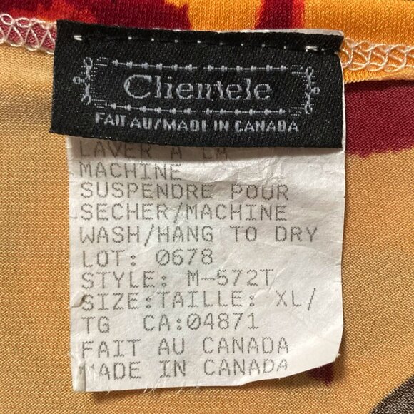 CLIENTELE Leopard floral abstract print v-neck short sleeve top ~ LARGE XL shirt - Picture 2 of 14